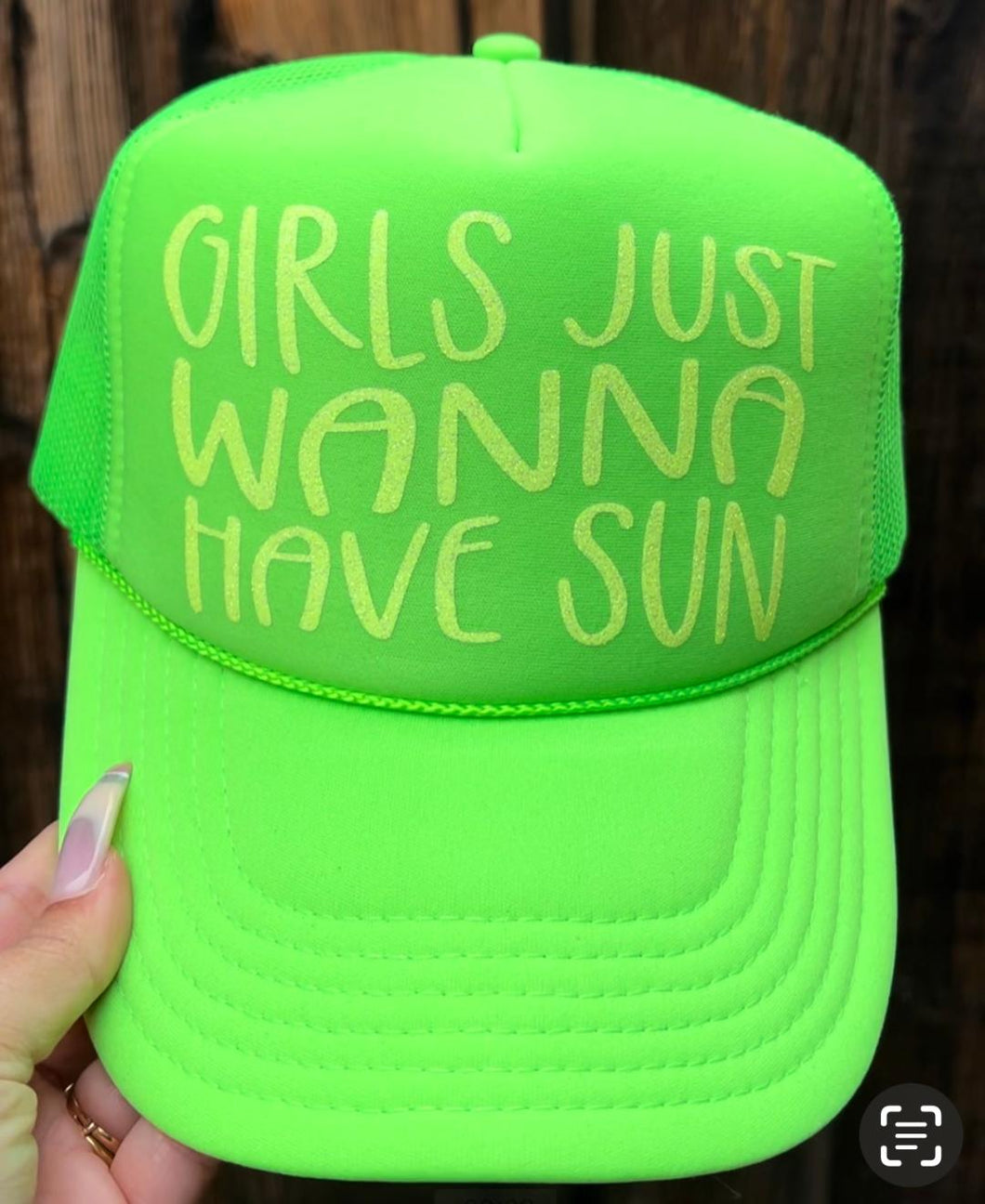 Girls Just Wanna Have Sun Lime Green Trucker Hat