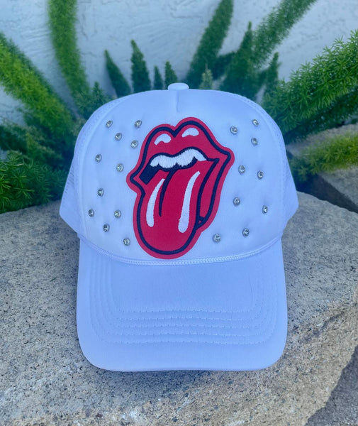 Tongue and Lips Patch White Trucker Hat