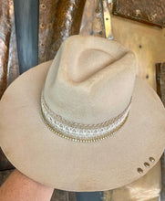Load image into Gallery viewer, Cream and Rhinestone Panama Custom Hat