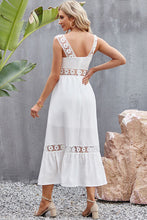 Load image into Gallery viewer, Spliced Lace Square Neck Sleeveless Midi Dress