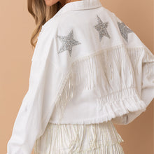 Load image into Gallery viewer, Distressed Raw Hem Dropped Shoulder Denim Jacket
