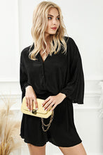 Load image into Gallery viewer, Pleated Button Up Shirt and Shorts Lounge Set