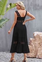 Load image into Gallery viewer, Spliced Lace Square Neck Sleeveless Midi Dress