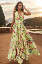 Load image into Gallery viewer, Backless Printed Plunge Sleeveless Dress