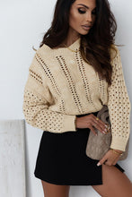 Load image into Gallery viewer, Full Size Openwork Cable-Knit Round Neck Knit Top