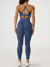 Load image into Gallery viewer, Leopard Crisscross Top and Leggings Active Set