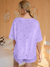 Load image into Gallery viewer, Moon Print T-Shirt and Shorts Lounge Set