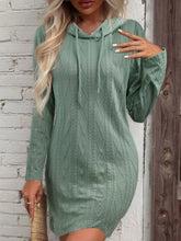 Load image into Gallery viewer, Drawstring Hooded Sweater Dress