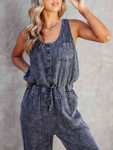 Load image into Gallery viewer, Drawstring Waist Sleeveless Jumpsuit