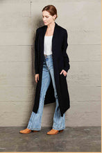 Load image into Gallery viewer, Double Take Waffle Knit Open Front Duster Cardigan With Pockets
