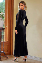 Load image into Gallery viewer, Sheer Mesh Long Sleeve Slit Dress