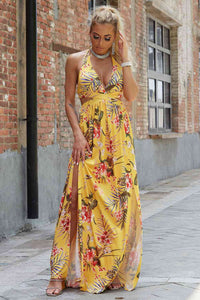 Halter Neck Split Maxi Dress