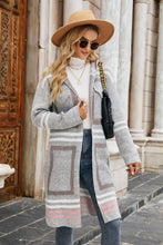 Load image into Gallery viewer, Double Take Printed Open Front Hooded Longline Cardigan