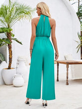 Load image into Gallery viewer, Ruched Slit Tied Sleeveless Jumpsuit