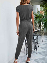Load image into Gallery viewer, Drawstring Waist Short Sleeve Jogger Jumpsuit