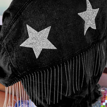 Load image into Gallery viewer, Distressed Raw Hem Dropped Shoulder Denim Jacket