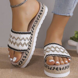 Geometric Weave Platform Sandals