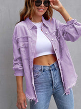 Load image into Gallery viewer, Distressed Drop Shoulder Denim Jacket