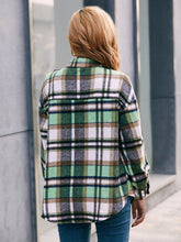 Load image into Gallery viewer, Meet You Outside Plaid Button Down Curved Hem Shacket