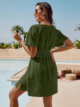 Load image into Gallery viewer, Smocked V-Neck Short Sleeve Dress