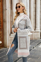 Load image into Gallery viewer, Double Take Printed Open Front Hooded Longline Cardigan