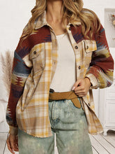 Load image into Gallery viewer, Plaid Geometric Dropped Shoulder Jacket