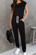 Load image into Gallery viewer, Drawstring Round Neck Sleeveless Jumpsuit