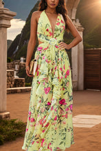 Load image into Gallery viewer, Backless Printed Plunge Sleeveless Dress