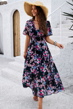 Load image into Gallery viewer, Smocked Floral V-Neck Short Sleeve Dress