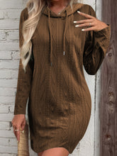 Load image into Gallery viewer, Drawstring Hooded Sweater Dress