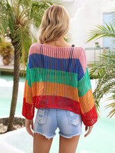 Load image into Gallery viewer, Color Block Openwork Boat Neck Cover Up