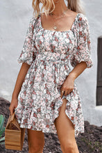 Load image into Gallery viewer, Tied Printed Square Neck Half Sleeve Dress