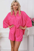 Load image into Gallery viewer, Pleated Button Up Shirt and Shorts Lounge Set