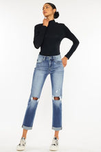 Load image into Gallery viewer, Kancan High Waist Distressed Hem Detail Cropped Straight Jeans