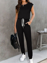 Load image into Gallery viewer, Drawstring Round Neck Sleeveless Jumpsuit
