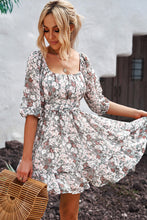 Load image into Gallery viewer, Tied Printed Square Neck Half Sleeve Dress
