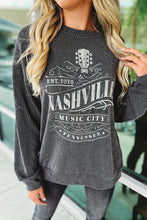 Load image into Gallery viewer, Ribbed Round Neck Long Sleeve Graphic Sweatshirt