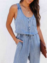 Load image into Gallery viewer, Drawstring Waist Sleeveless Jumpsuit