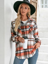 Load image into Gallery viewer, Meet You Outside Plaid Button Down Curved Hem Shacket