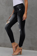 Load image into Gallery viewer, Baeful Button Fly Hem Detail Ankle-Length Skinny Jeans