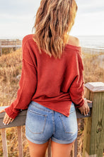 Load image into Gallery viewer, Buttoned Drop Shoulder Slit Sweater