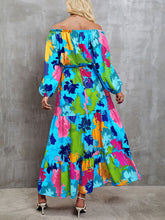 Load image into Gallery viewer, Printed Off-Shoulder Balloon Sleeve Tiered Dress