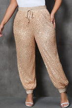 Load image into Gallery viewer, Plus Size Sequin Drawstring Joggers with Pockets
