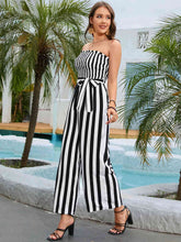 Load image into Gallery viewer, Striped Strapless Smocked Jumpsuit