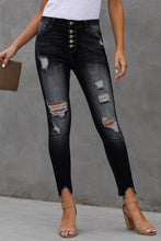 Load image into Gallery viewer, Baeful Button Fly Hem Detail Ankle-Length Skinny Jeans