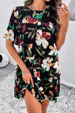 Load image into Gallery viewer, Printed Tiered Round Neck Mini Dress