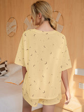 Load image into Gallery viewer, Moon Print T-Shirt and Shorts Lounge Set