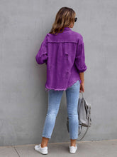 Load image into Gallery viewer, Distressed Drop Shoulder Denim Jacket