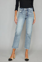 Load image into Gallery viewer, Kancan High Waist Button Fly Raw Hem Cropped Straight Jeans