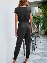 Load image into Gallery viewer, Drawstring Waist Short Sleeve Jogger Jumpsuit